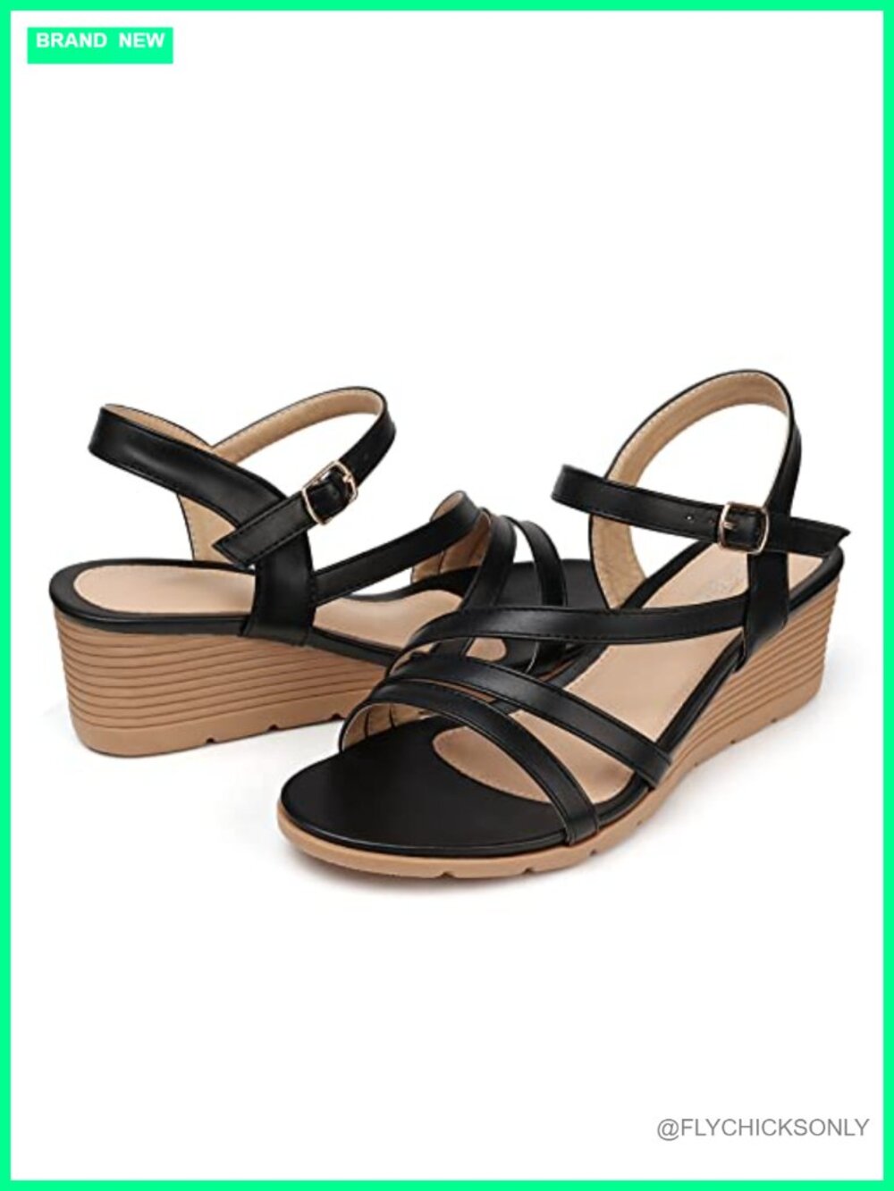 Women's Wedge Sandals with Arch Support Ankle Strap Low Heel